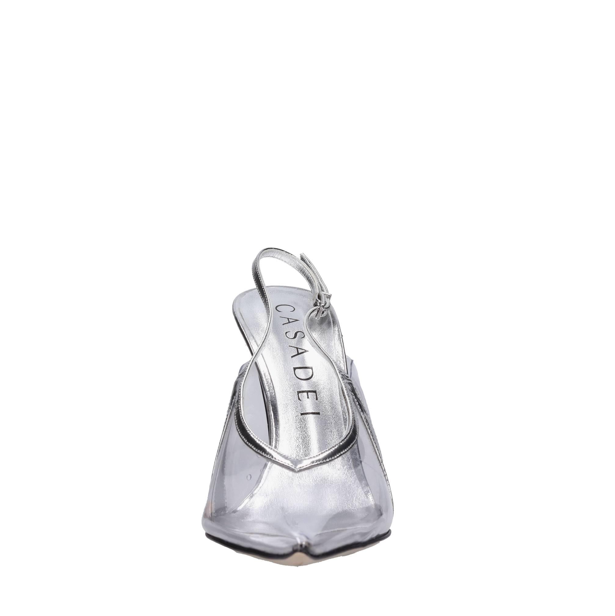 Décolleté slingback in pelle e plexi 