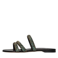 Sandali flat Olimpo Scarabeo in pelle e strass 