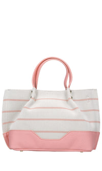 Borsa Stripes in tessuto ed ecopelle 