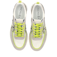 Sneakers in pelle scamosciata, tessuto e inserti in pelle 