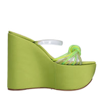 Mules Zeppa in raso plexi e strass 