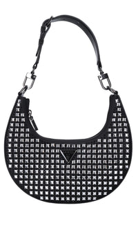 Borsa in ecopelle tessuto e strass 