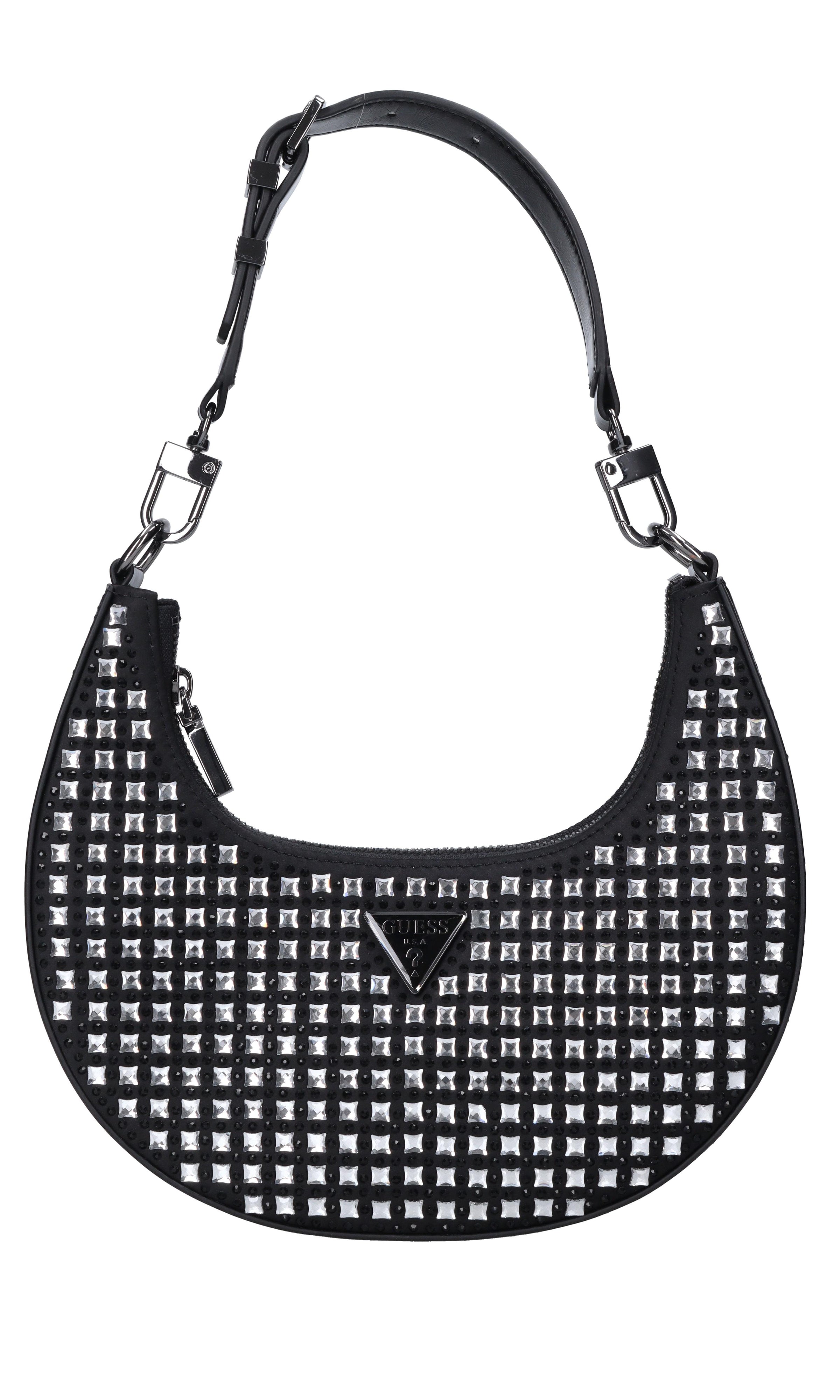 Borsa in ecopelle tessuto e strass 