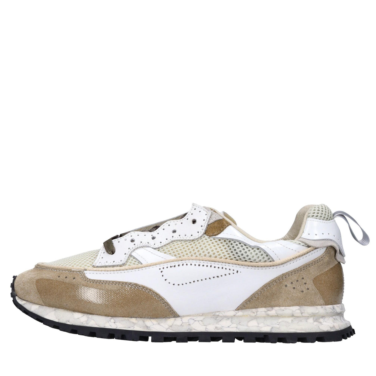 Sneakers in pelle e tessuto 