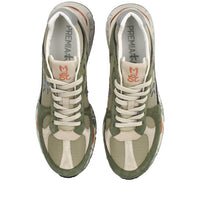 Sneakers in pelle scamosciata, tessuto e inserti in pelle 