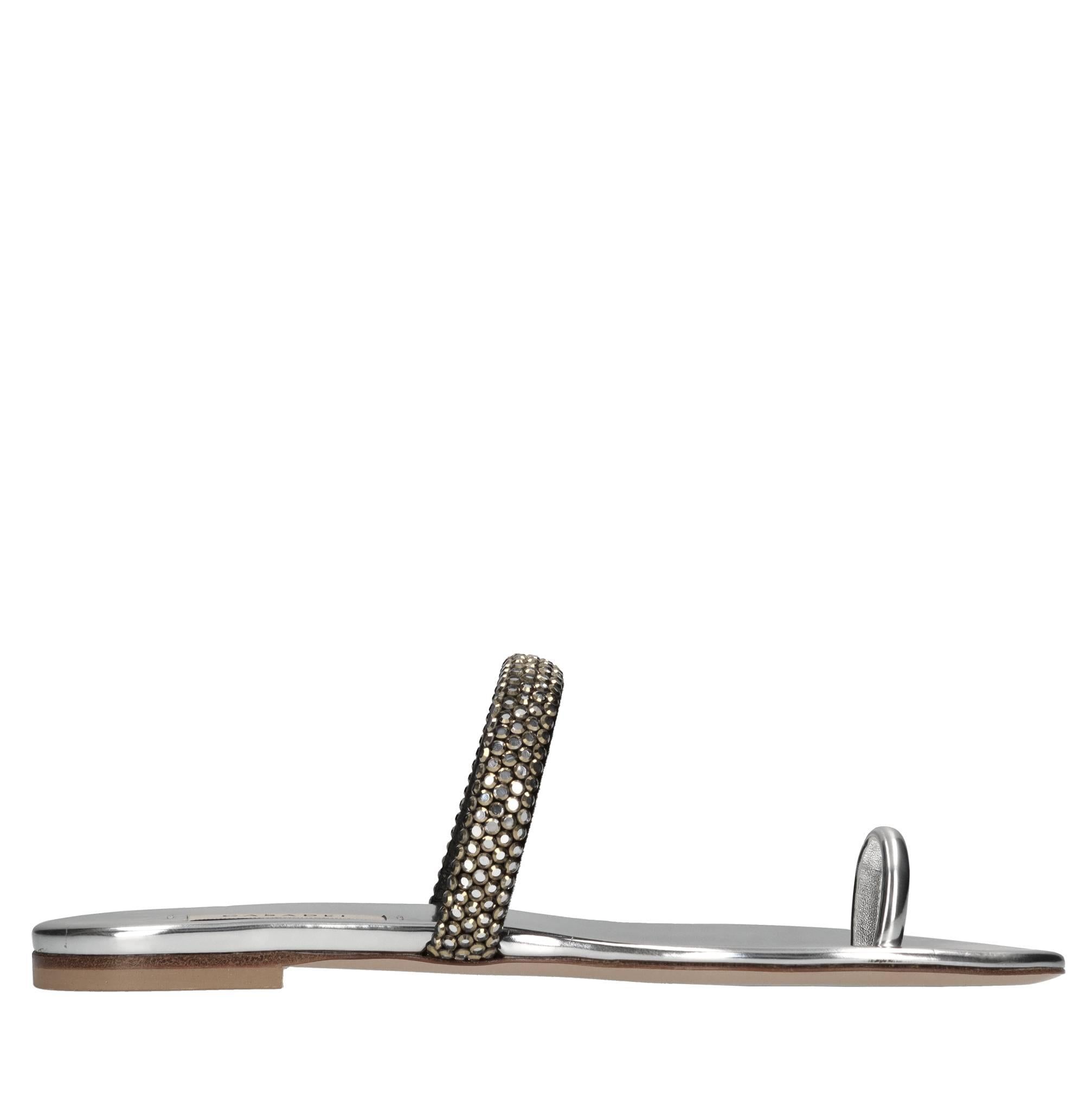 Sandali flat Olimpo in tessuto specchiato e strass 