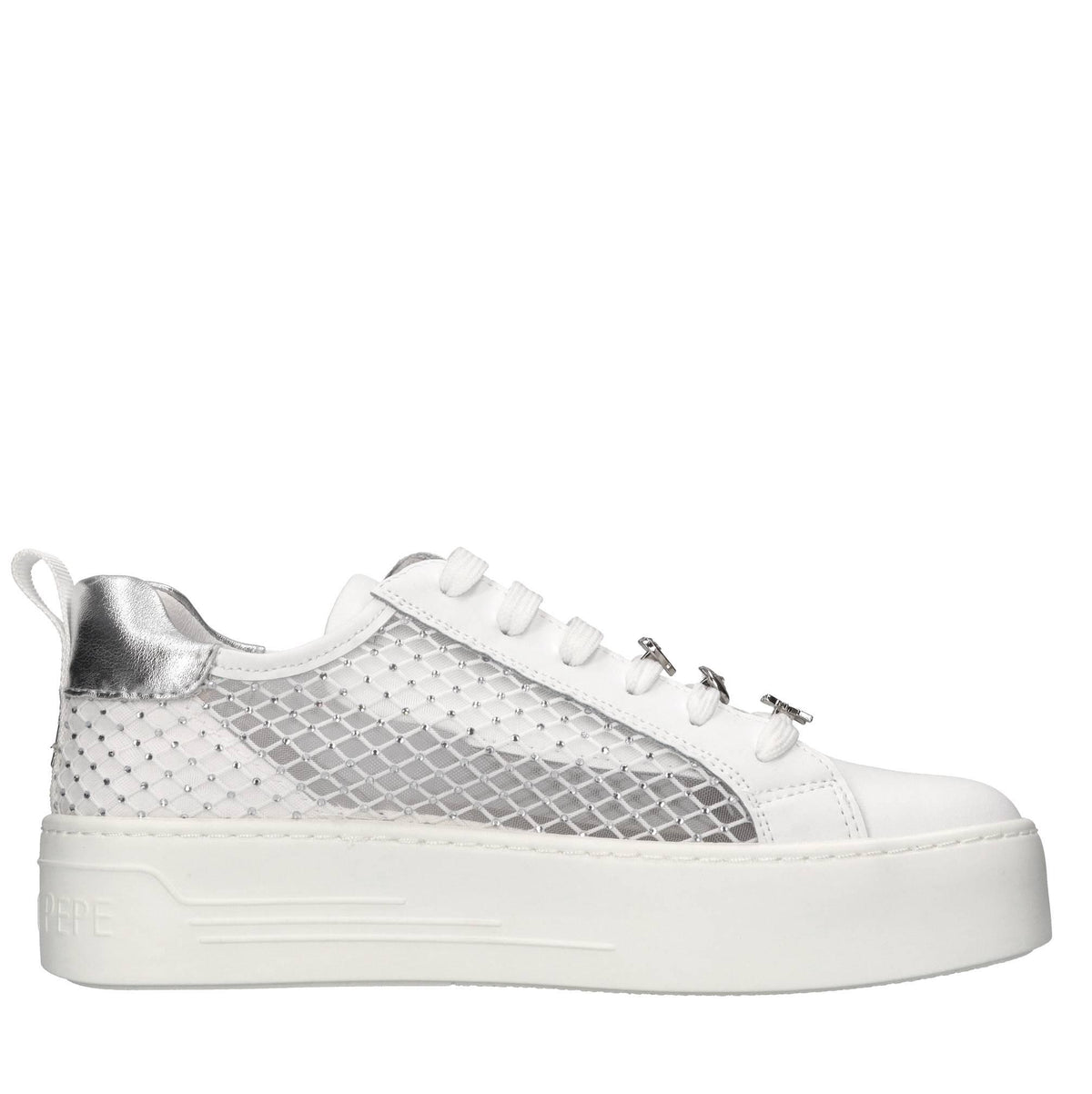 Sneakers in pelle e tessuto 