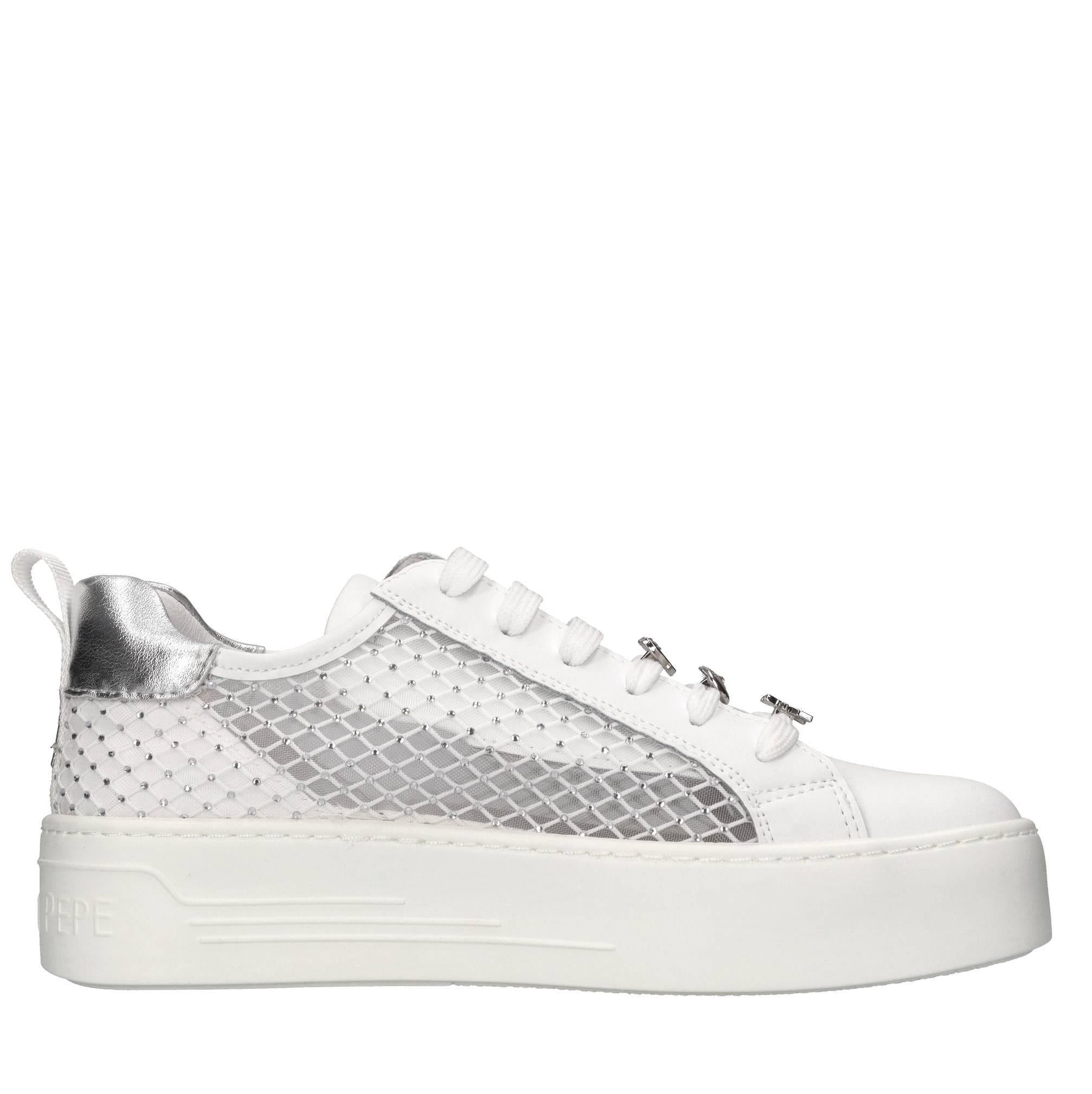 Sneakers in pelle e tessuto 