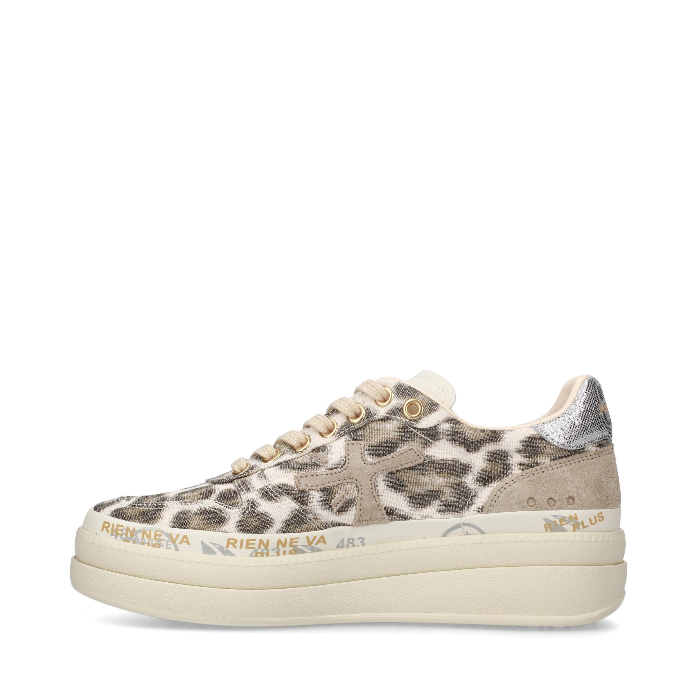Sneakers in pelle scamosciata e tessuto 