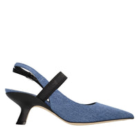 Décolleté slingback in denim 