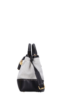 Borsa in ecopelle e tessuto 