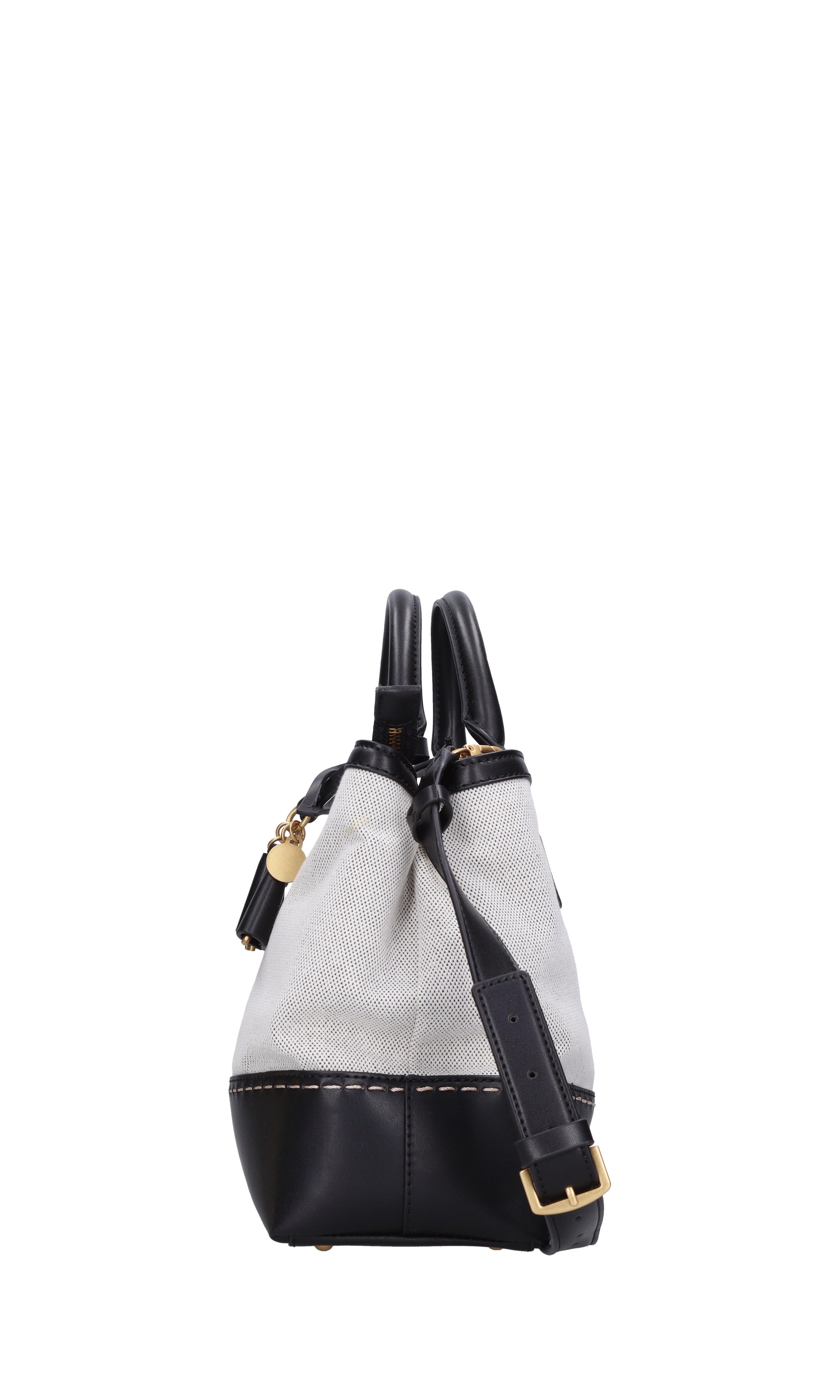 Borsa in ecopelle e tessuto 