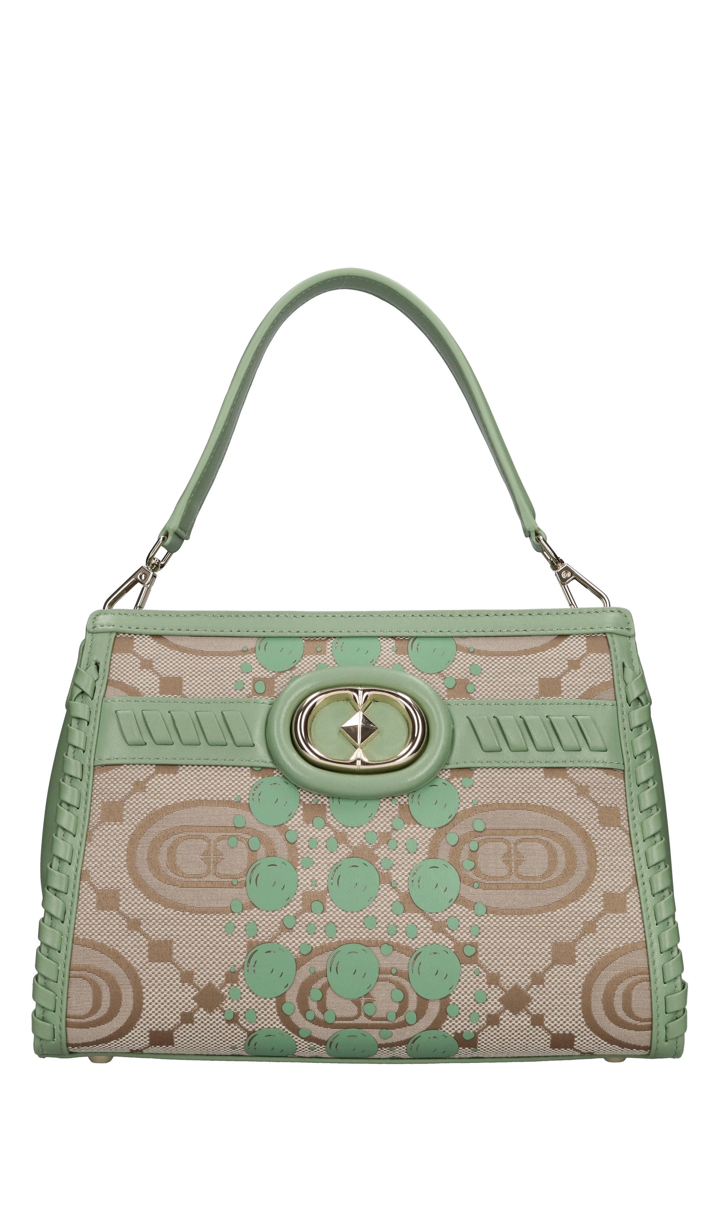 Borsa monogram in pelle e tessuto 