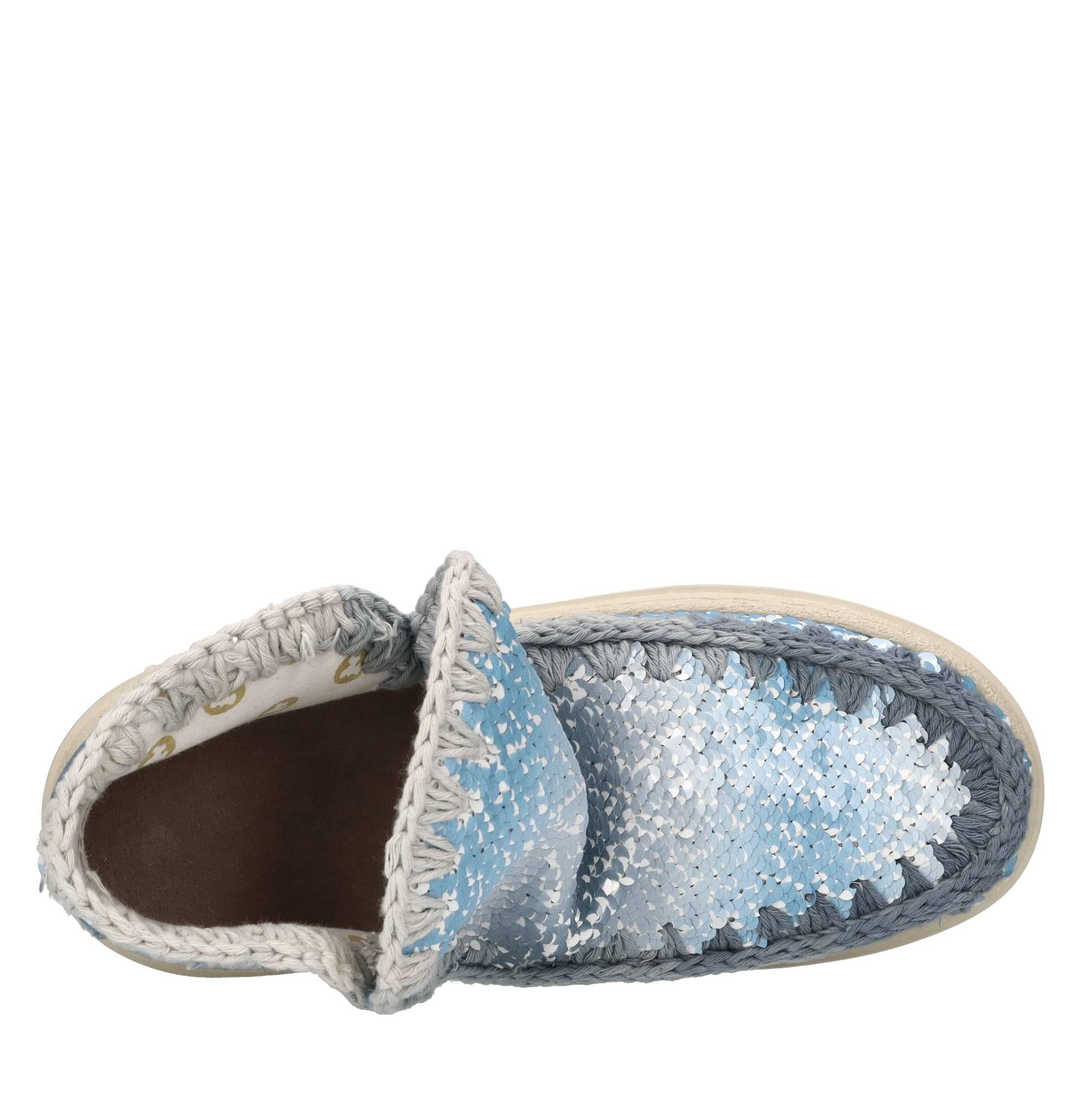 Stivaletti in paillettes con profilo in tessuto 
