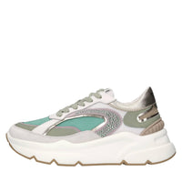 Sneakers in pelle,tessuto e strass 
