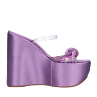Mules Zeppa in raso plexi e strass 