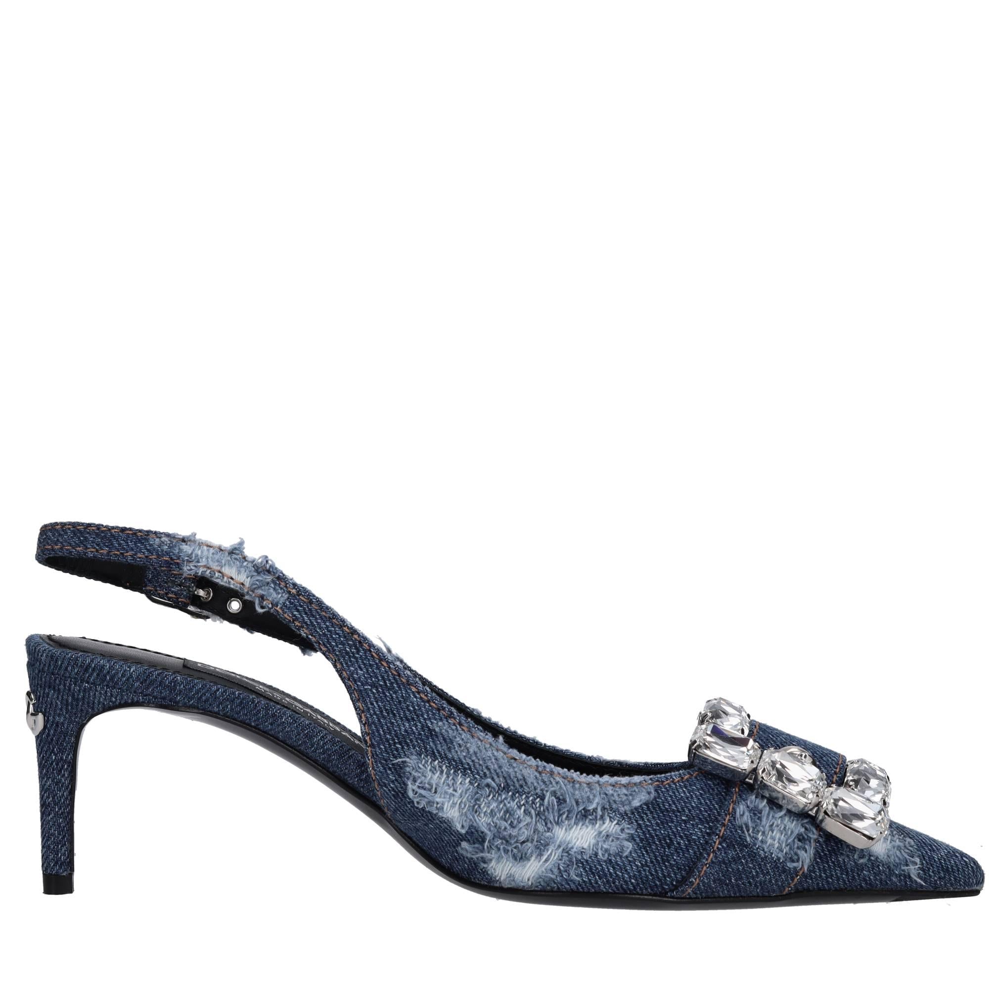 Décolleté slingback in tessuto 