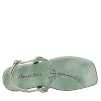 Sandali flat infradito in camoscio e strass 