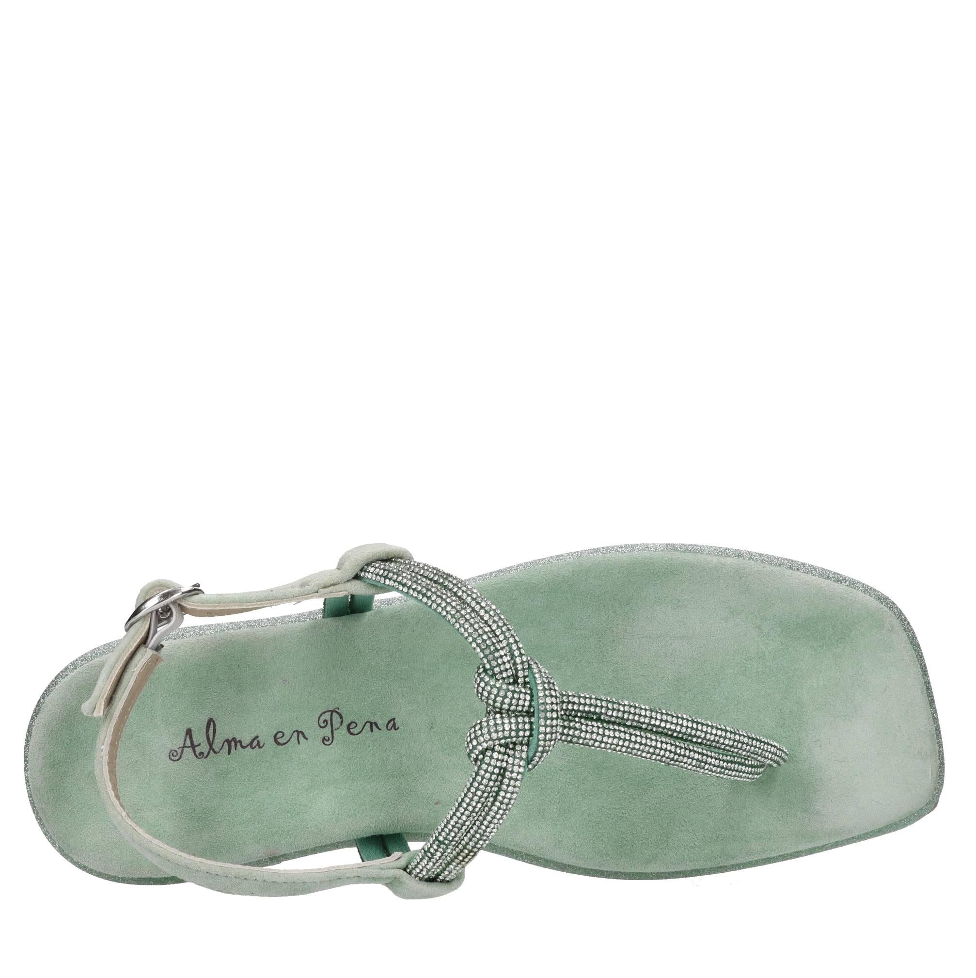 Sandali flat infradito in camoscio e strass 