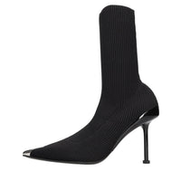 Tronchetti in tessuto elasticizzato e pelle 
