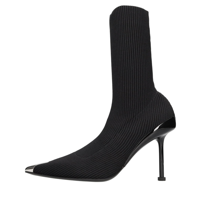 Tronchetti in tessuto elasticizzato e pelle 