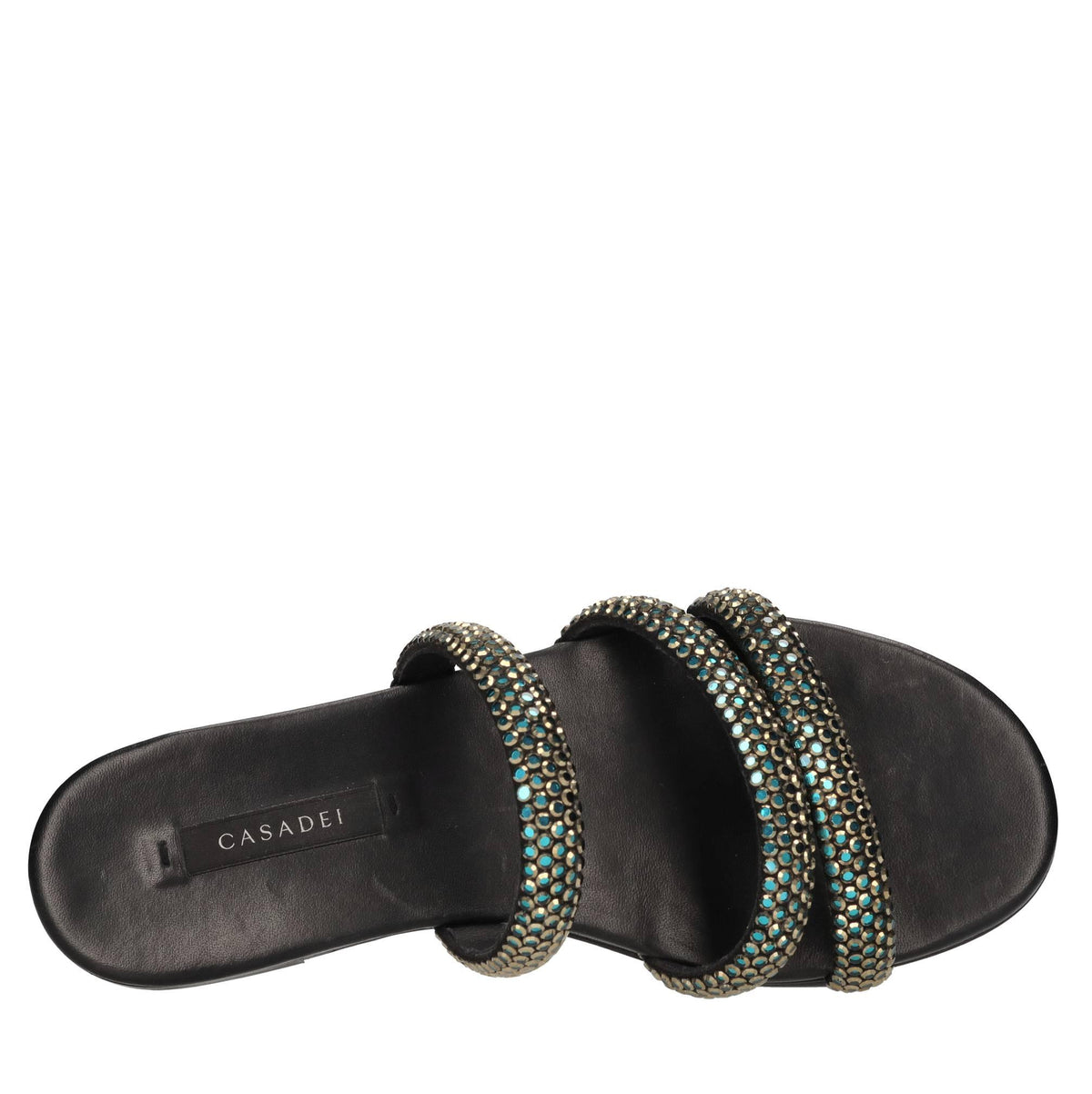 Sandali flat Olimpo Scarabeo in pelle e strass 