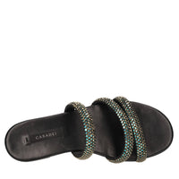Sandali flat Olimpo Scarabeo in pelle e strass 