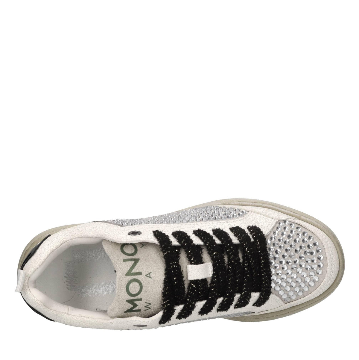 Sneakers in pelle e strass 