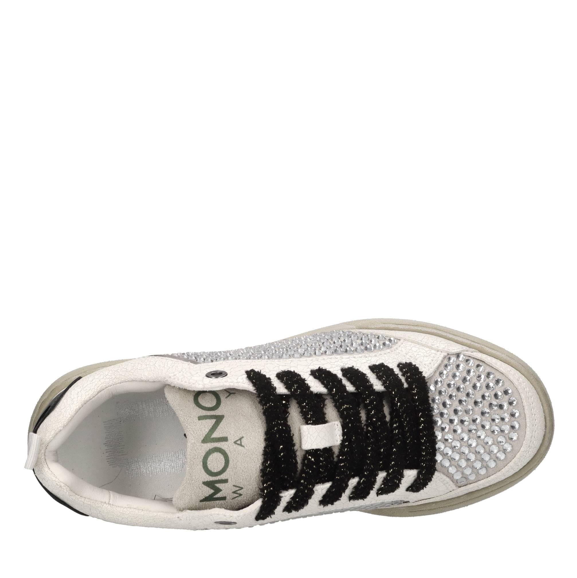 Sneakers in pelle e strass 