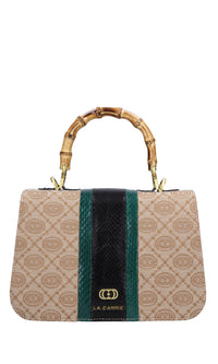 Borsa Monogram med. in pelle e tessuto 