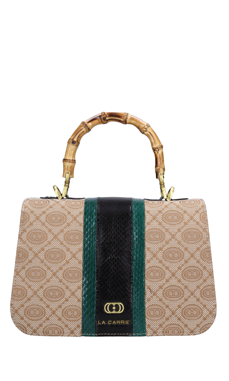 Borsa Monogram med. in pelle e tessuto 