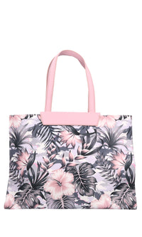 Borsa in tessuto con inserti in ecopelle 