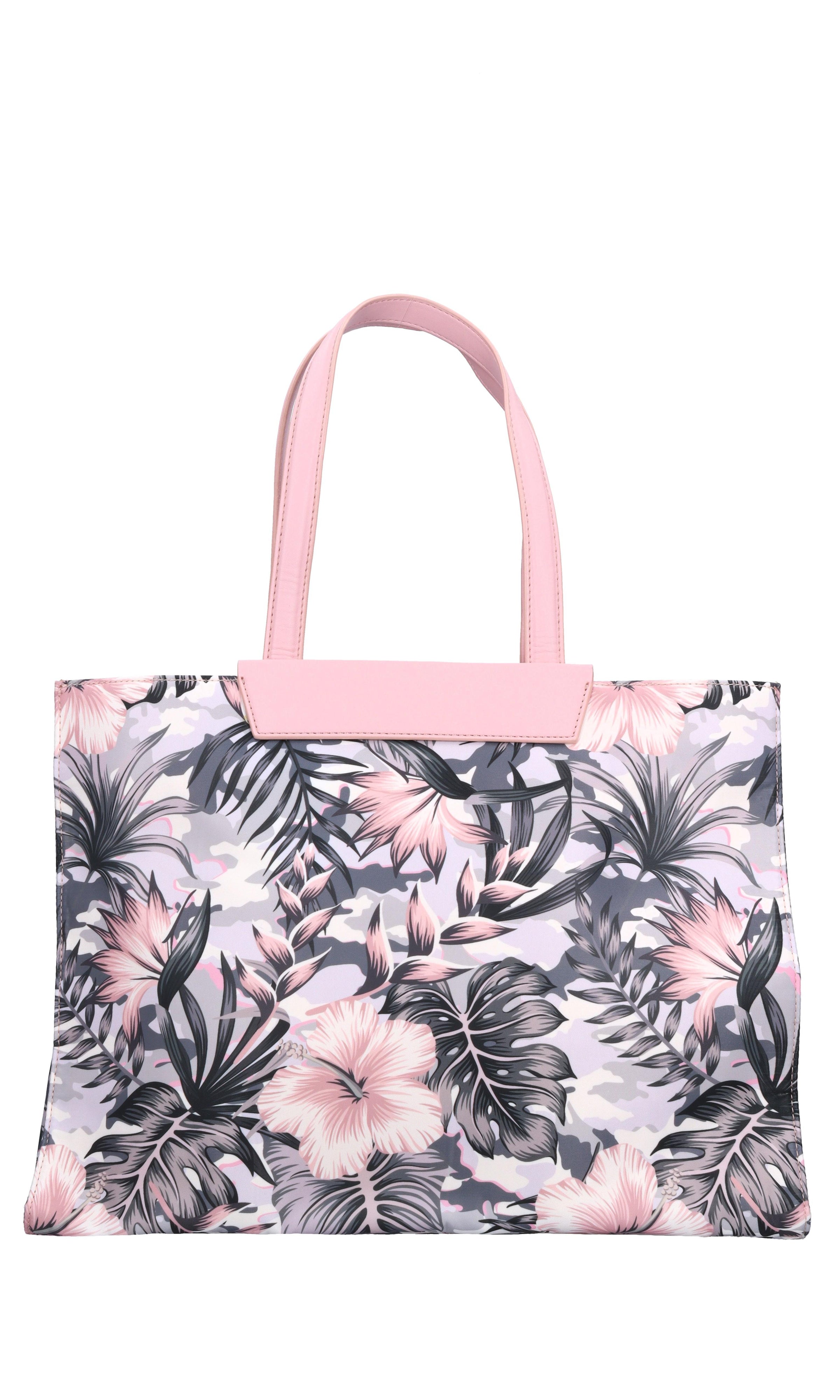 Borsa in tessuto con inserti in ecopelle 