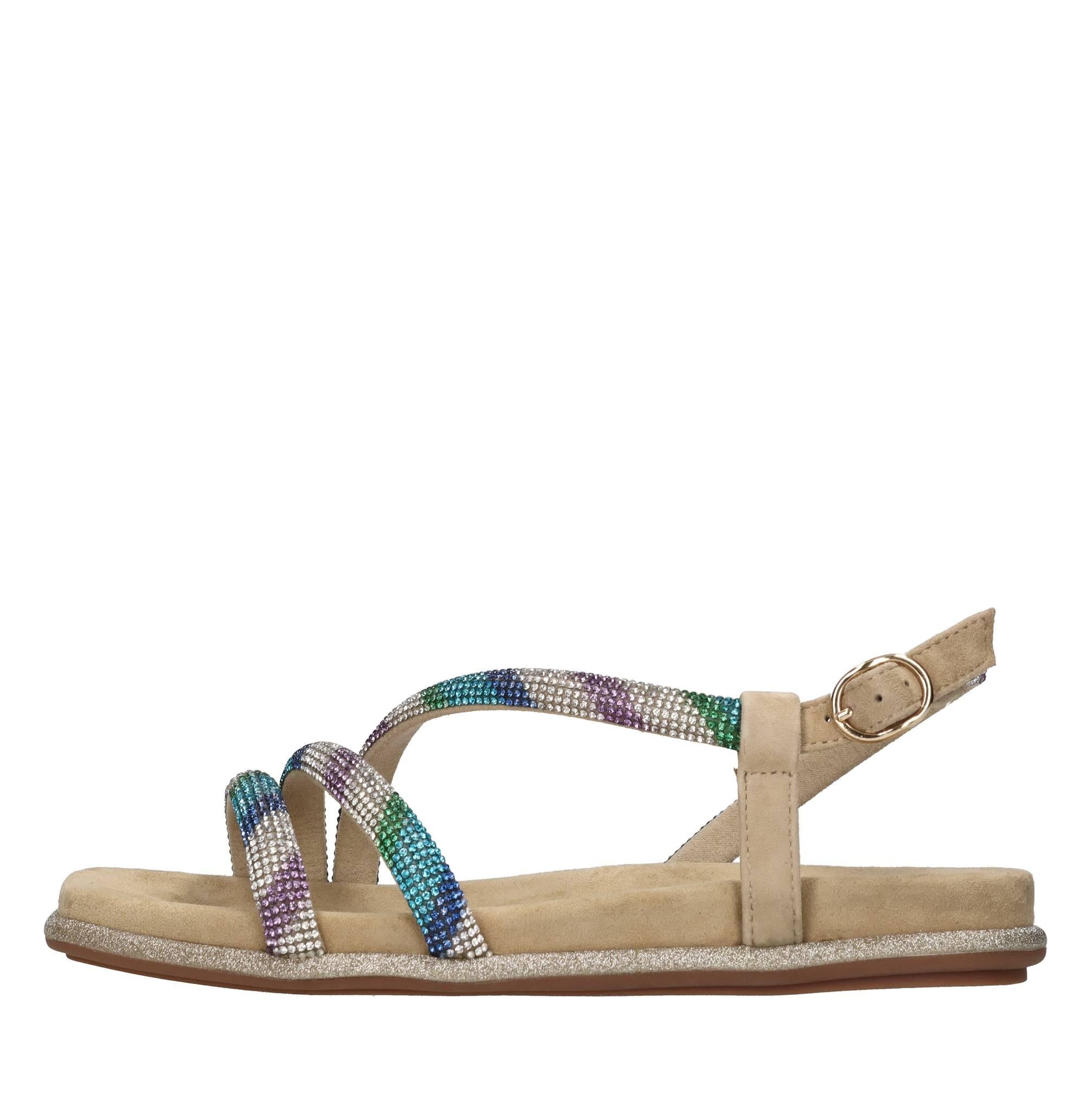 Sandali flat in camoscio e strass 