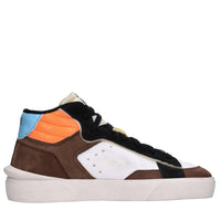 Sneakers in pelle e tessuto 