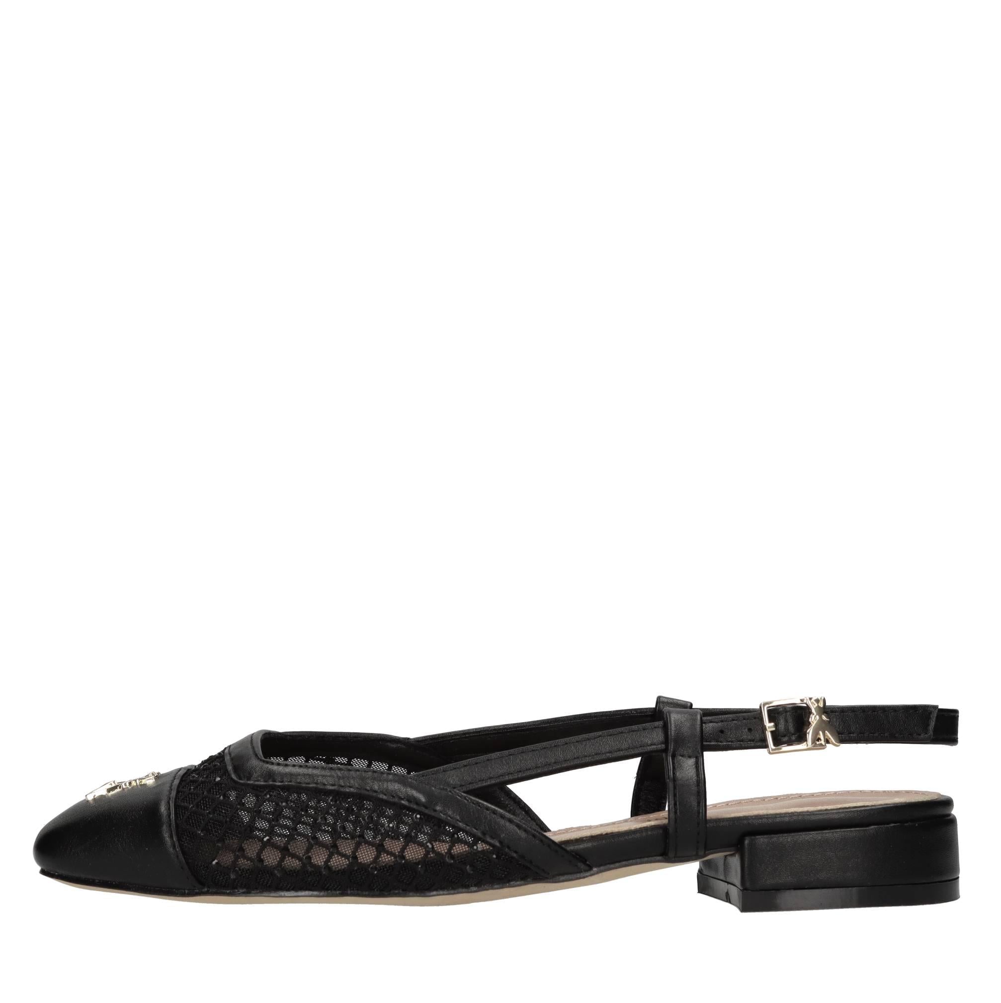Flat in ecopelle,rete in tessuto e strass 