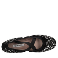 Ballerine in camoscio,tessuto elastico e strass 