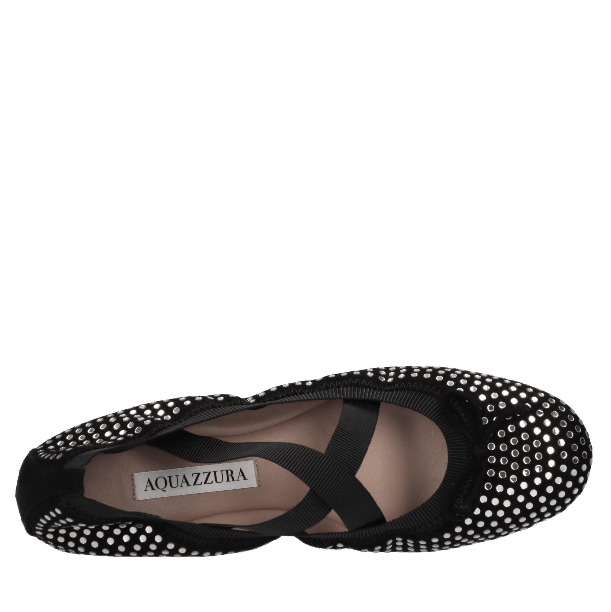 Ballerine in camoscio,tessuto elastico e strass 