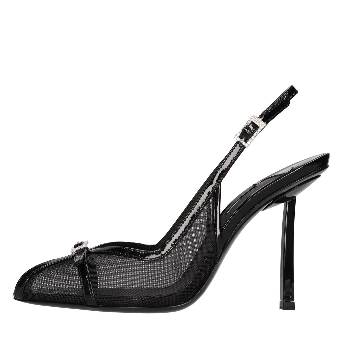 Sandali slingback modello VITTORIA in pelle e tessuto 