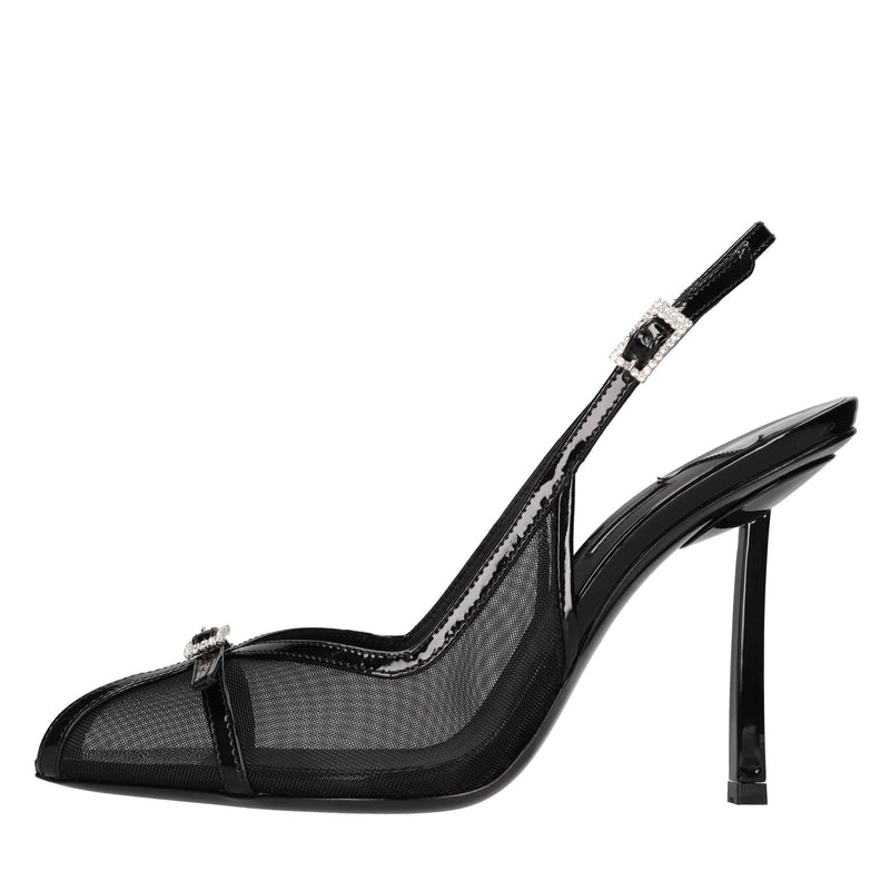 Sandali slingback modello VITTORIA in pelle e tessuto 
