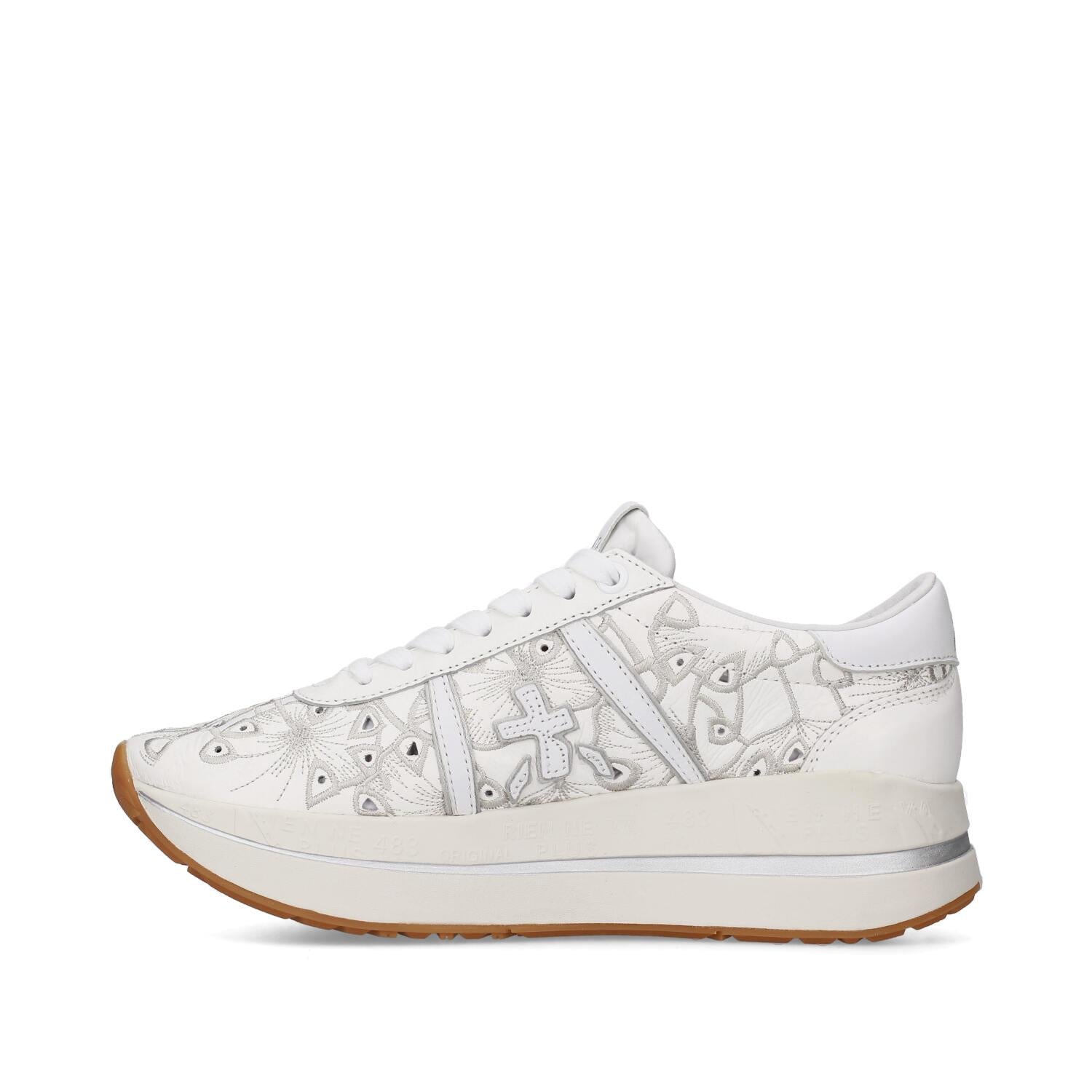 Sneakers in pelle e tessuto 