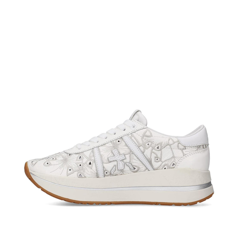 Sneakers in pelle e tessuto 