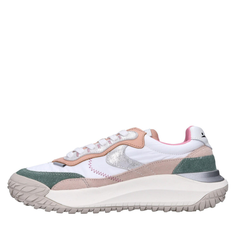 Sneakers in pelle e tessuto 