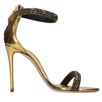 Sandali Olimpo in tessuto specchiato e strass. 
