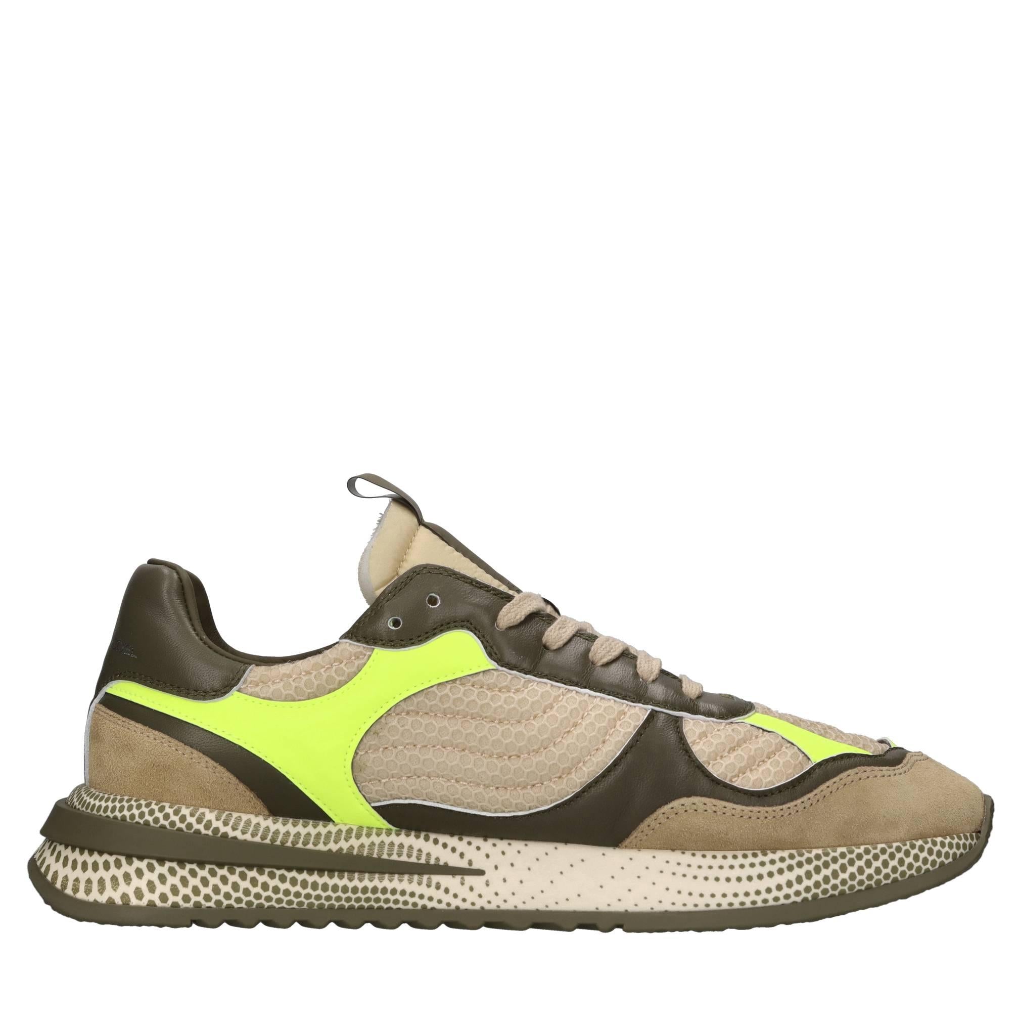 Sneakers in pelle e tessuto 