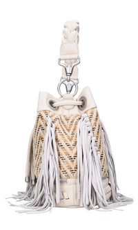 Borsa Legacy Boucket in pelle ecopelle rafia e tessuto 