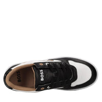 Sneakers in pelle e tessuto 