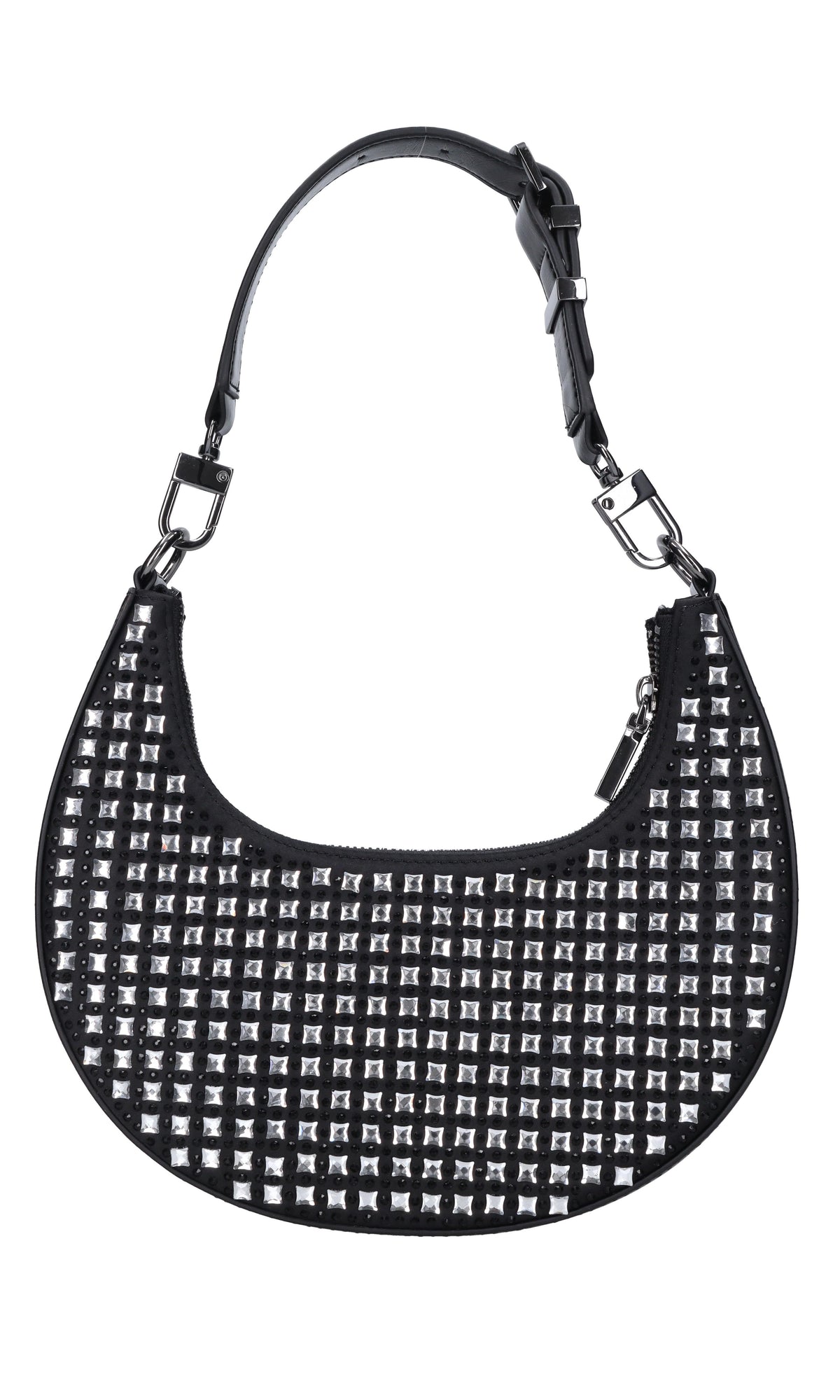Borsa in ecopelle tessuto e strass 