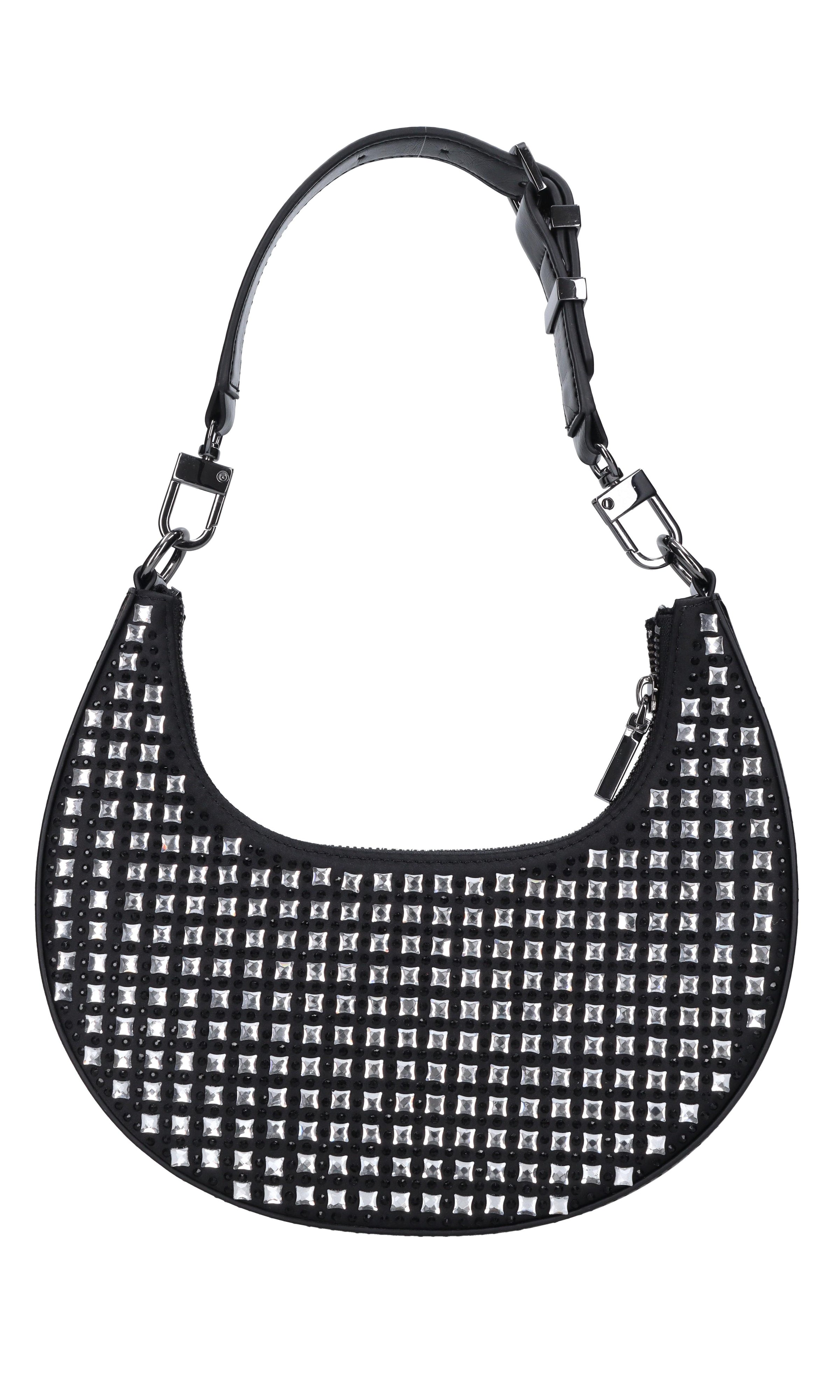 Borsa in ecopelle tessuto e strass 