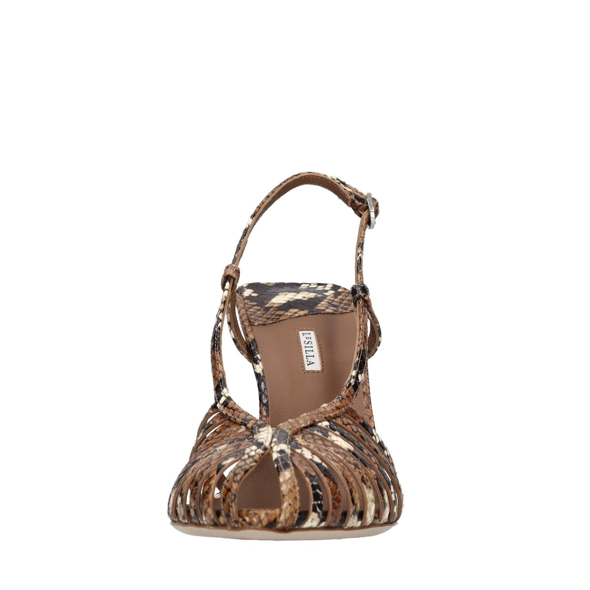 Sandali modello CAGE in pelle stampa pitone 